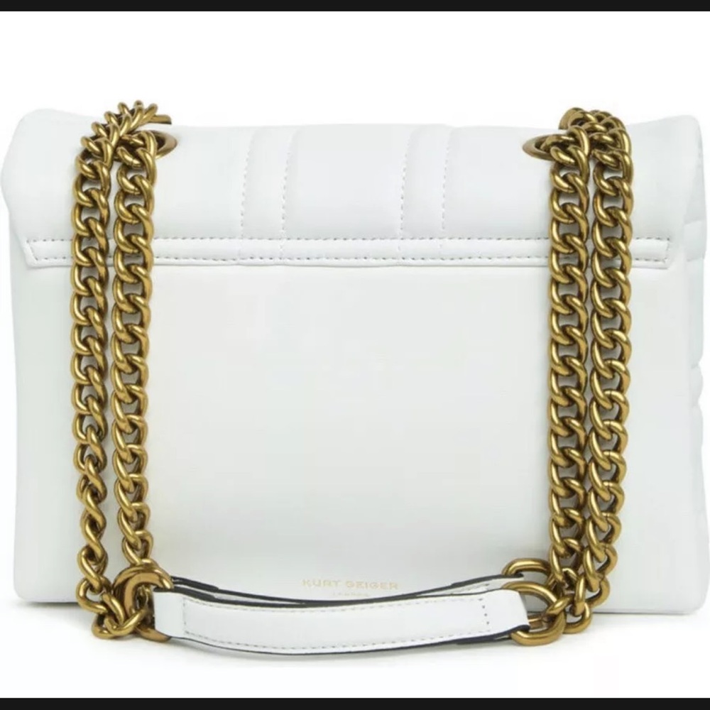 KURT GEIGER LONDON Large Kensington Leather Union Jack Convertible White Bag - Picture 2 of 4